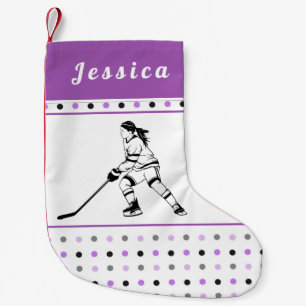 Girl Playing Hockey Player Rosa gepunktete Kinder  Kleiner Weihnachtsstrumpf