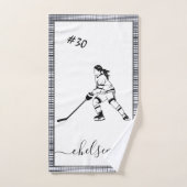 Girl Playing Ice Hockey Name & Team Player Number Handtuch (Handtuch)