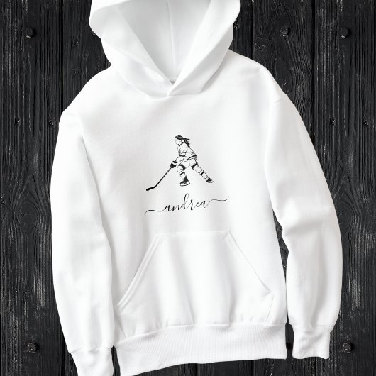 Girl Playing Ice Hockey Team Spieler Mädchenname Hoodie