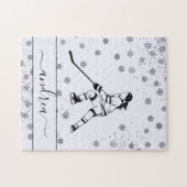 Girl Playing Ice Hockey Team Spieler Mädchenname Puzzle (Horizontal)