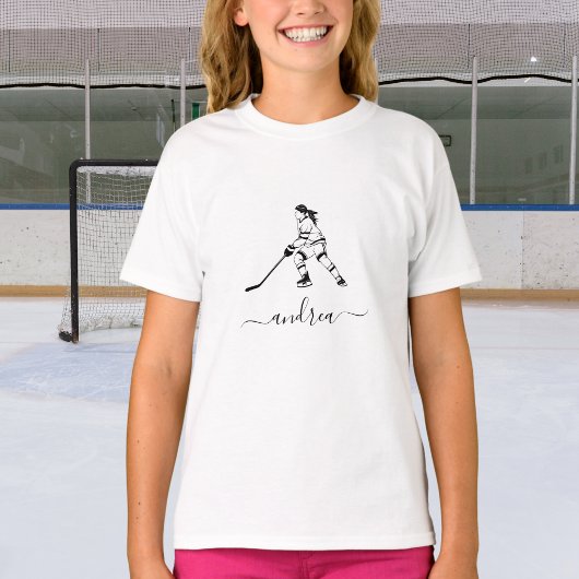 Girl Playing Ice Hockey Team Spieler Mädchenname T-Shirt