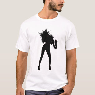 Girl Playing Saxuphone T - Shirt Jazz Music