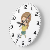 Girl Playing Soccer Adorable Kids Sports Große Wanduhr (Winkel)