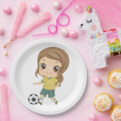 Girl Playing Soccer Adorable Kids Sports Pappteller (Party)
