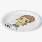 Girl Playing Soccer Adorable Kids Sports Pappteller (Schrägansicht)