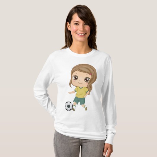 Girl Playing Soccer Adorable Kids Sports T-Shirt (Vorne ganz)
