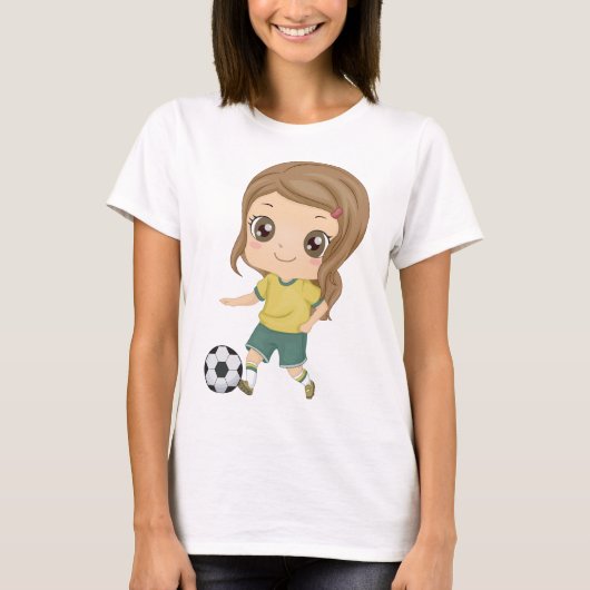 Girl Playing Soccer Adorable Kids Sports T-Shirt (Vorderseite)