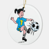 Girl Playing Soccer Keramik Ornament (Links)