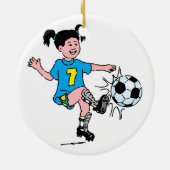 Girl Playing Soccer Keramik Ornament (Hinten)