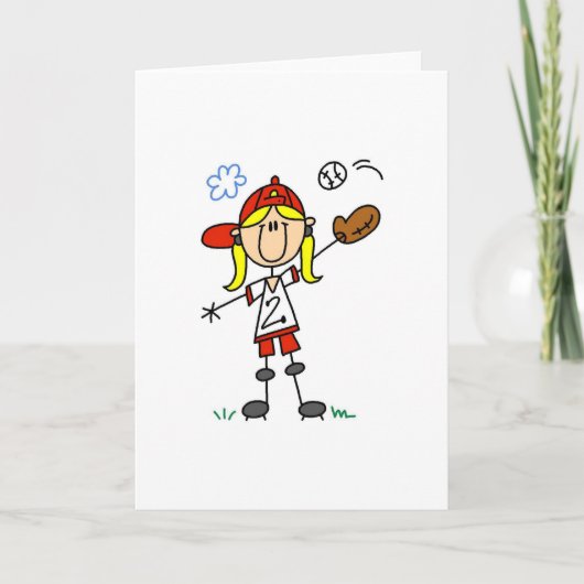 Girl Playing Softball Card Karte (Vorderseite)