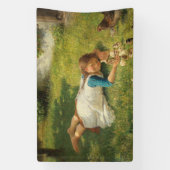 Girl Playing with Chicks (Hen und Huhn) Banner (Vertikal)