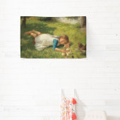 Girl Playing with Chicks (Hen und Huhn) Banner (InSitu)
