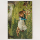 Girl Playing with Chicks (Hen und Huhn) Puzzle (Vertikal)