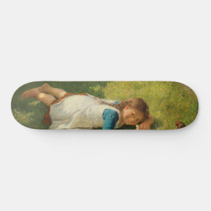 Girl Playing with Chicks (Hen und Huhn) Skateboard