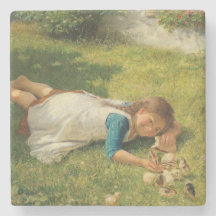 Girl Playing with Chicks (Hen und Huhn)