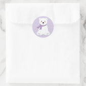 Girl Polar Bear Baby Dusche Lila Runder Aufkleber (Tasche)