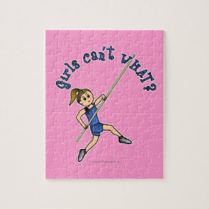 Girl Pole Vaulting - Blau (Licht) Puzzle