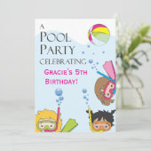 Girl Pool Geburtstagsparty Einladung (Stehend Vorderseite)