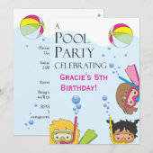Girl Pool Geburtstagsparty Einladung (Vorne/Hinten)