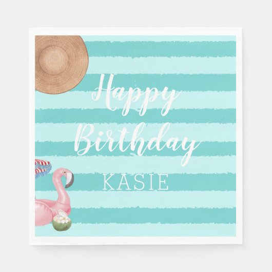 Girl Pool Geburtstagsparty Serviette (Vorderseite)