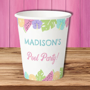 Girl Pool Party Banner Pappbecher