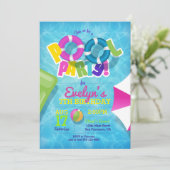 Girl Pool Party Einladung - Pool Einladung für Mäd (Stehend Vorderseite)