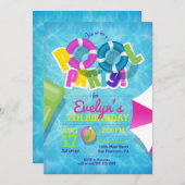 Girl Pool Party Einladung - Pool Einladung für Mäd (Vorne/Hinten)