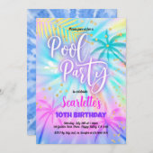 Girl Pool Party Geburtstag Pastel Gefärbte Krawatt Einladung (Vorne/Hinten)