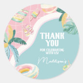 Girl Pool Party Geburtstagsparty Runder Aufkleber (Vorderseite)