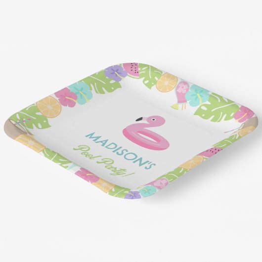 Girl Pool Party Pappteller (Gewinkelt)