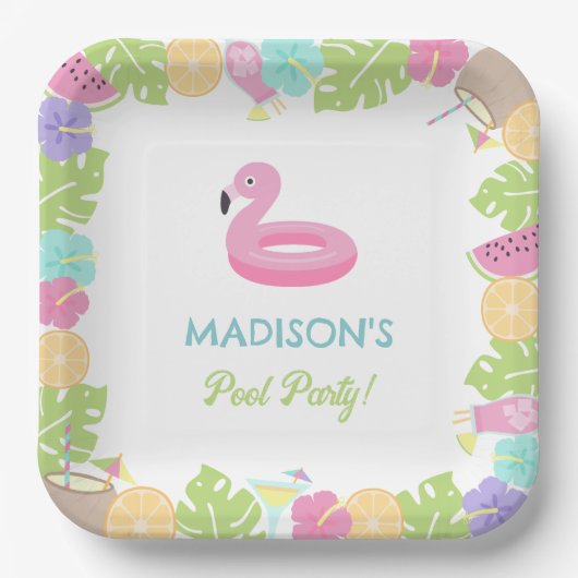 Girl Pool Party Pappteller (Vorderseite)