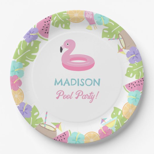 Girl Pool Party Pappteller (Vorderseite)