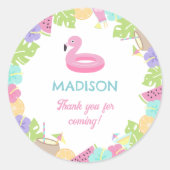 Girl Pool Party Runder Aufkleber (Vorderseite)