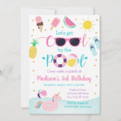 Girl Pool Party Sommer Geburtstag Einladung (Vorderseite)