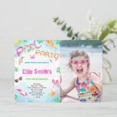 Girl Pool zum Geburtstag Foto Einladung (Stehend Vorderseite)