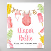 Girl Popsicle Baby Duschdusche Windeln Raffle Poster (Vorne)