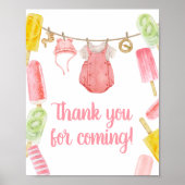 Girl Popsicle Baby Dusche Danke Karte Poster (Vorne)