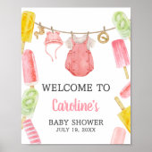 Girl Popsicle Baby Dusche Willkommen Poster (Vorne)