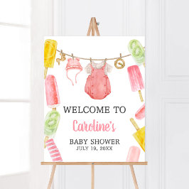Girl Popsicle Baby Dusche Willkommen Poster