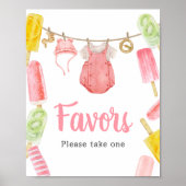 Girl Popsicle Baby Shower Favoriten Poster (Vorne)