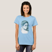 Girl Portrait Beautiful Blue Artistic Zeichnend T-Shirt (Vorne ganz)