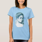 Girl Portrait Beautiful Blue Artistic Zeichnend T-Shirt (Vorderseite)