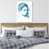 Girl-Portrait Bleistift zeichnend Kunst Blau Leinwanddruck (Insitu (Schlafzimmer))