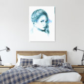 Girl-Portrait Bleistift zeichnend Kunst Blau Leinwanddruck (Insitu (Schlafzimmer))