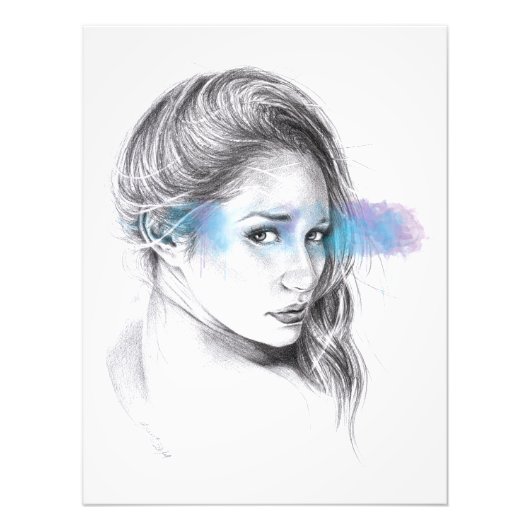 Girl-Portrait-Bleistift zeichnend Kunst Fotodruck (Vorne)