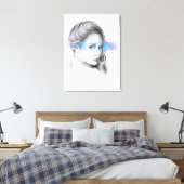 Girl-Portrait-Bleistift zeichnend Kunst Leinwanddruck (Insitu (Schlafzimmer))