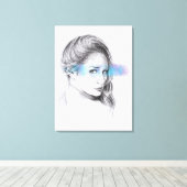 Girl-Portrait-Bleistift zeichnend Kunst Leinwanddruck (Insitu (Holzboden))
