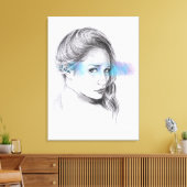 Girl-Portrait-Bleistift zeichnend Kunst Leinwanddruck (Insitu (Wohnzimmer))