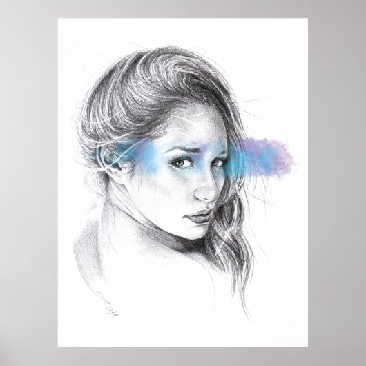 Girl-Portrait-Bleistift zeichnend Kunst Poster (Vorne)