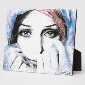 Girl-Portrait Hübsche Augen Wasserfarbene Malkunst Fotoplatte (Seite)